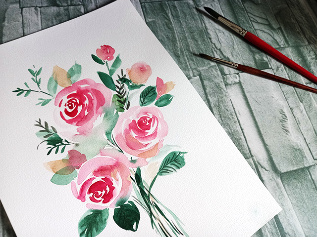 TUTO] Bouquet de roses aquarelle - Mes carnets d'aquarelle